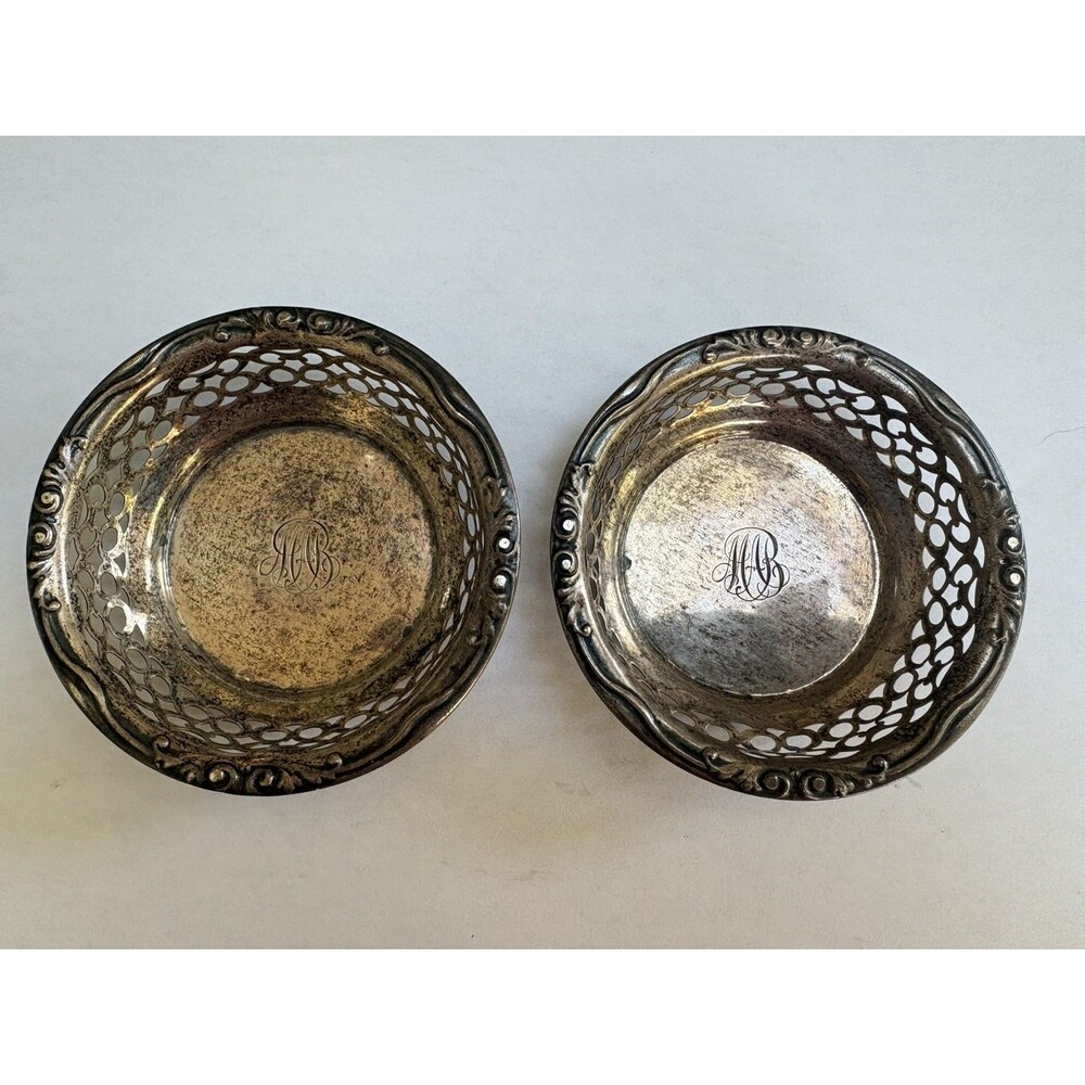 Antique Gorham Sterling Silver A606 Salt Cellars – Pair – Monogrammed